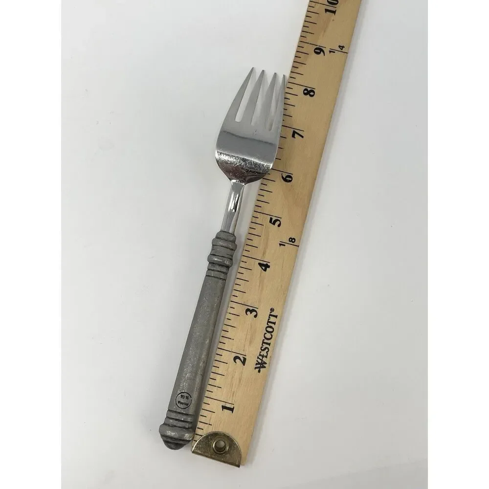 Pottery Barn 70% PEWTER Banded Handle & 18/8 Stainless Dinner Fork 8”